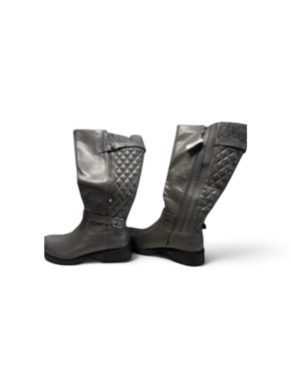 Torrid Women's Quilted Extra Wide Mid-Calf Leather Boots - Gray 7.5 NWT
